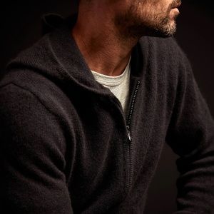 MID GAUGE SWEATER KNIT ZIP UP HOODY